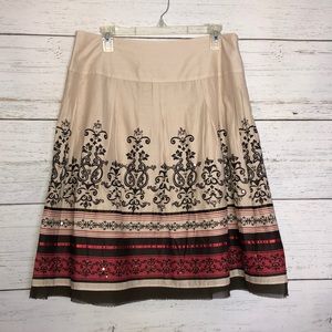 Apt. 9 Pleated Damask Tan Embellished Skirt - 10